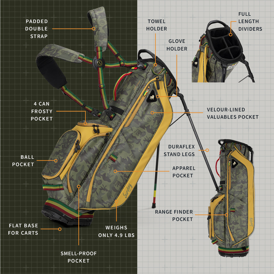 תיק גולף Sunday Golf Ryder | Bob Marley Camo Full Size Stand Bag