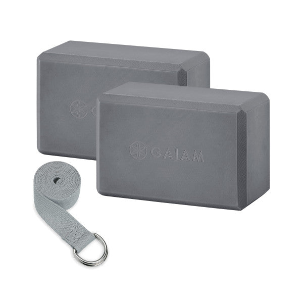סט קוביות ורצועת יוגה Gaiam Block 2PK Strap Combo