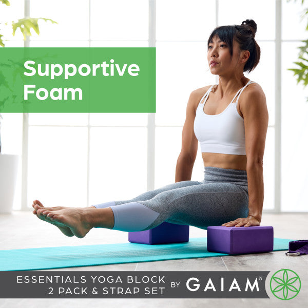 סט קוביות (זוג) ורצועת יוגה Gaiam Block 2PK & Strap Combo