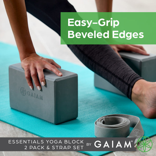 סט קוביות (זוג) ורצועת יוגה Gaiam Block 2PK & Strap Combo