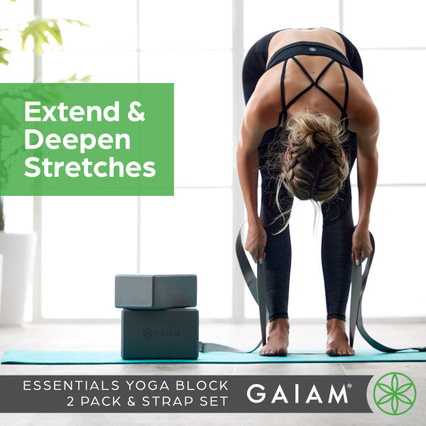 סט קוביות (זוג) ורצועת יוגה Gaiam Block 2PK & Strap Combo